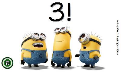 3! No es sorpresa o admiración hacia el tres... es su "factorial"