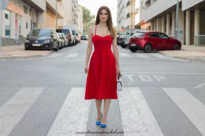 Flared Red Dress Outfit - El Rincón de Rachel