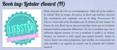 Book tag: Liebster Award (II)
