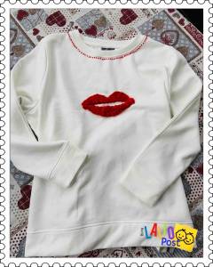 Aplique en crochet: labios rojos