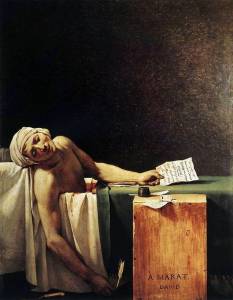 Arte Postal. La Muerte de Marat pintado por Jacques Louis David