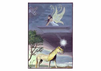 Pintura al temple sobre cartulina: 'Sueño en luz y oscuridad'.