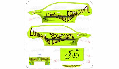 Diseño de vinilos para un coche de equipo ciclista: Lubricantes Benacantil