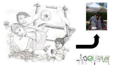 Caricatura a lápiz para la boda de Eva y Felipe