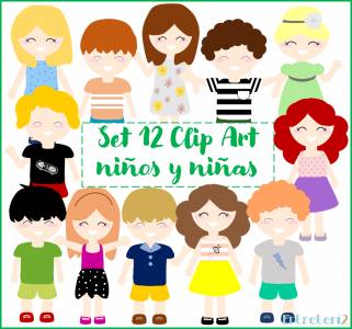 Clip art niños y niñas