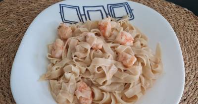Receta: Fetuccini Alfredo con gambas