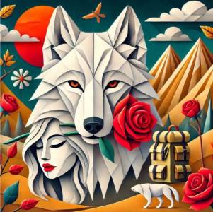 Lobo y rosa - Álex Padrón