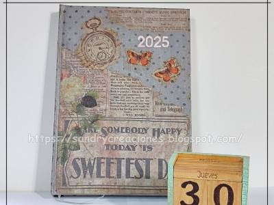 Decoración Vintage de una Agenda con Decoupage
