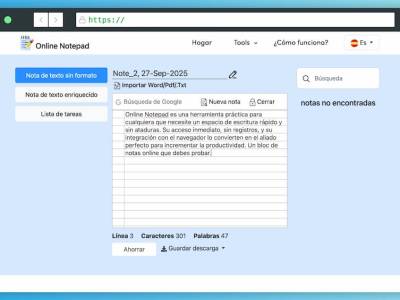 Online Notepad: bloc de notas en línea, gratuito y sin registro