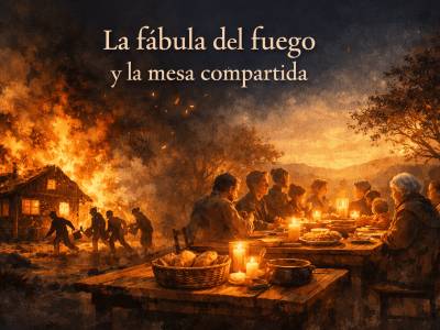 La fábula del fuego y la mesa compartida: pertenencia y quién aparece cuando hay crisis