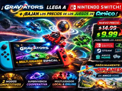Graviators llega a Nintendo Switch y bajan los precios de los juegos de Amico