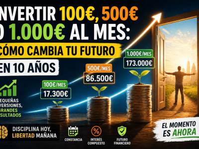 Invertir 100€, 500€ o 1.000€ al mes: cómo cambia tu futuro en 10 años