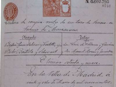 Escritura de compraventa de terreno entre el marqués de Salinas e Isidro Bautista en 1900_1