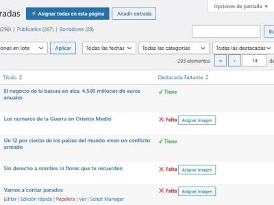 Asignar imágenes destacadas faltantes en masa en WordPress