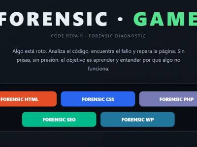 Forensic Game: Aprende desarrollo web y SEO